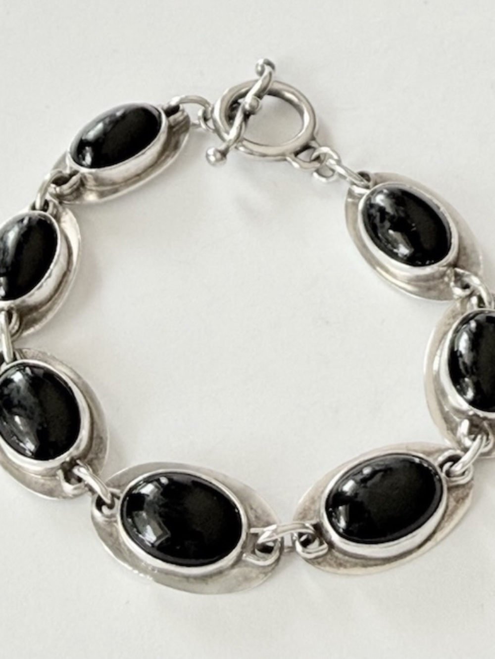 Vintage Bracelet Sterling Silver 925 by Silversmith Ralph Sena Black Onyx